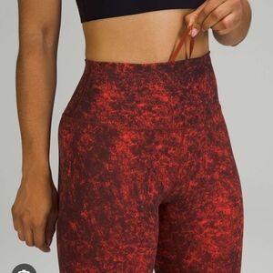 lululemon athletica Wunder Train  Red Autum/ Denim wash Leggings Size 4